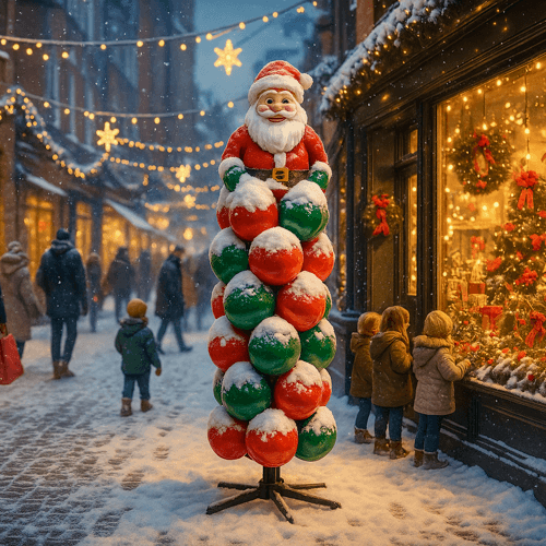 Ballonpilaar in Kerst-thema na transformatie
