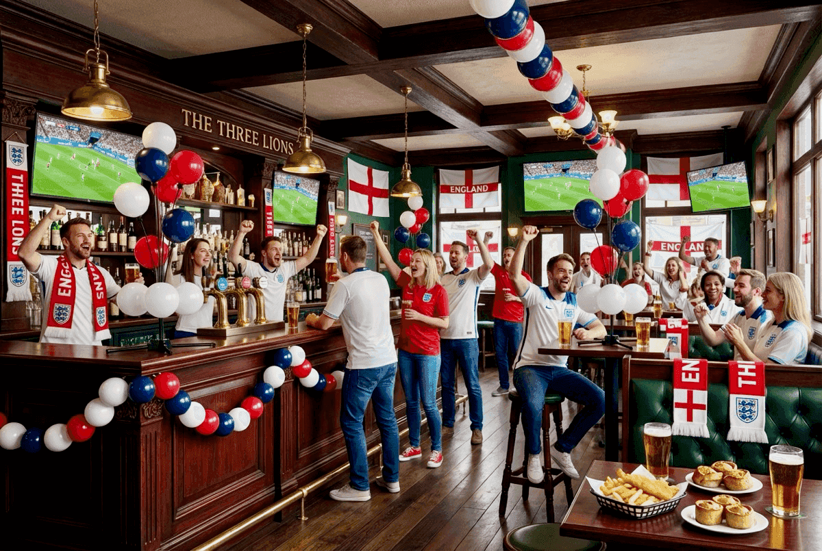 Oranje ballonpilaren als symbool van Nederlands voetbal