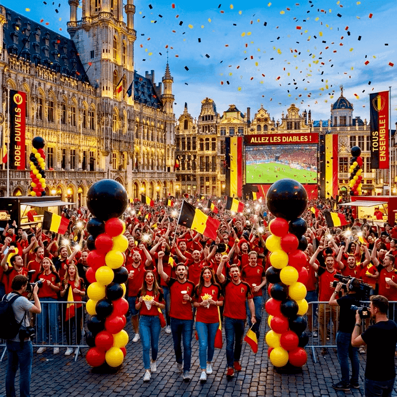 Ballondecoratie in supporterssfeer