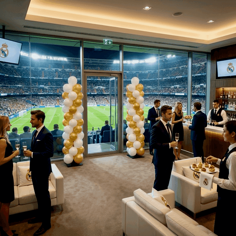 Artistieke balloncompositie voor voetbalevent