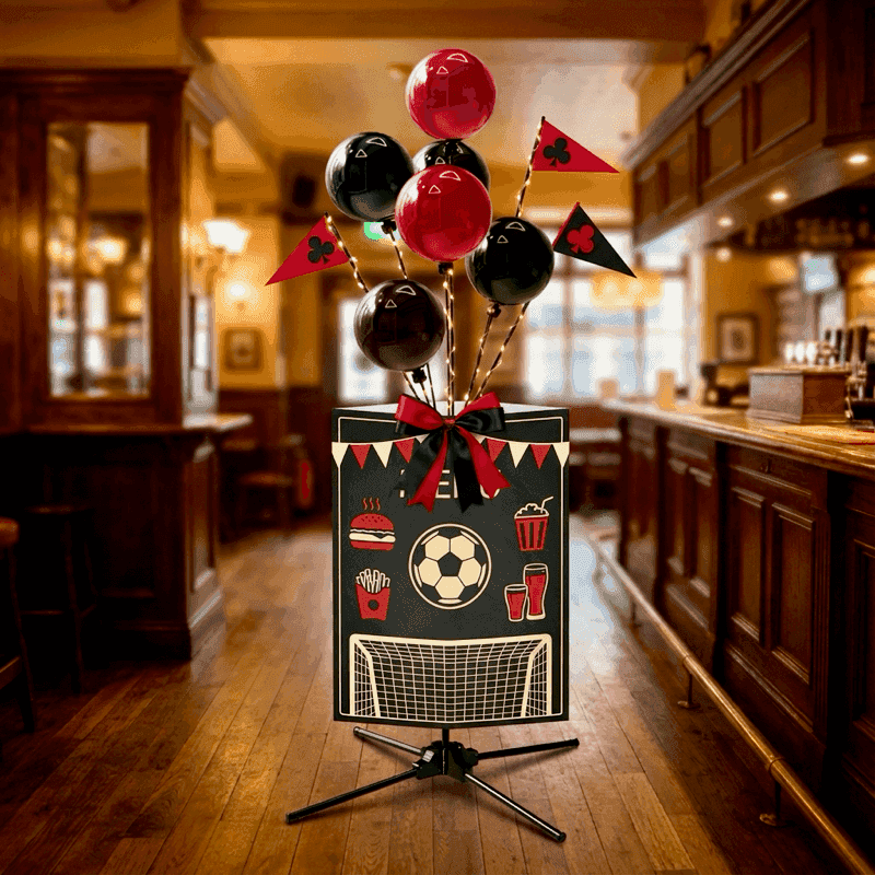 Elegante ballonfontein als menu-aanduiding in horeca