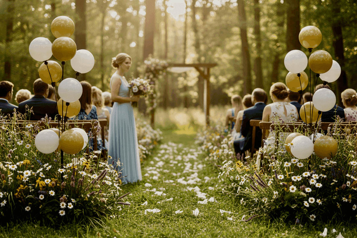 Ballon signagedisplay als ceremonieel accent voor buitenbruiloften en events