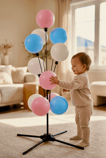 Veilige latex-vrije PilaMania ballondecoratie voor gender reveal, veilig rondom baby's en kleine kinderen