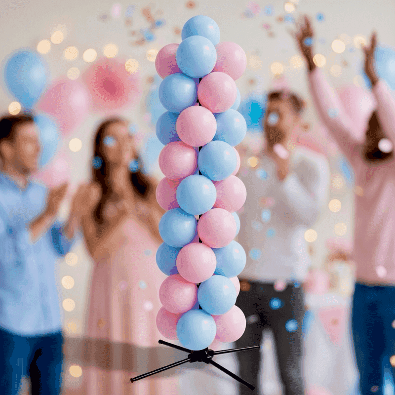 Gender reveal ballonpilaar in roze en blauw