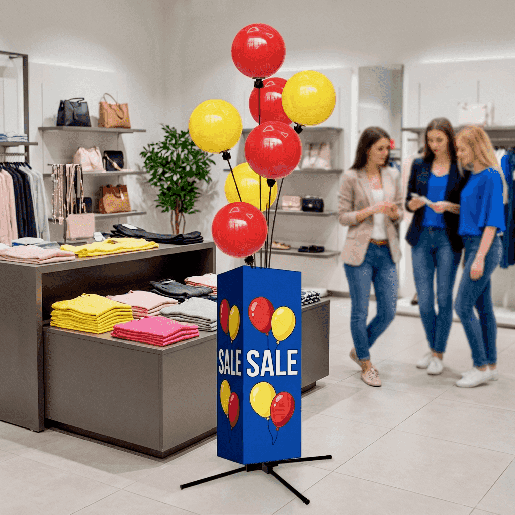 Ballondecoratie voor sale en uitverkoop – PilaMania winkeldecoratie