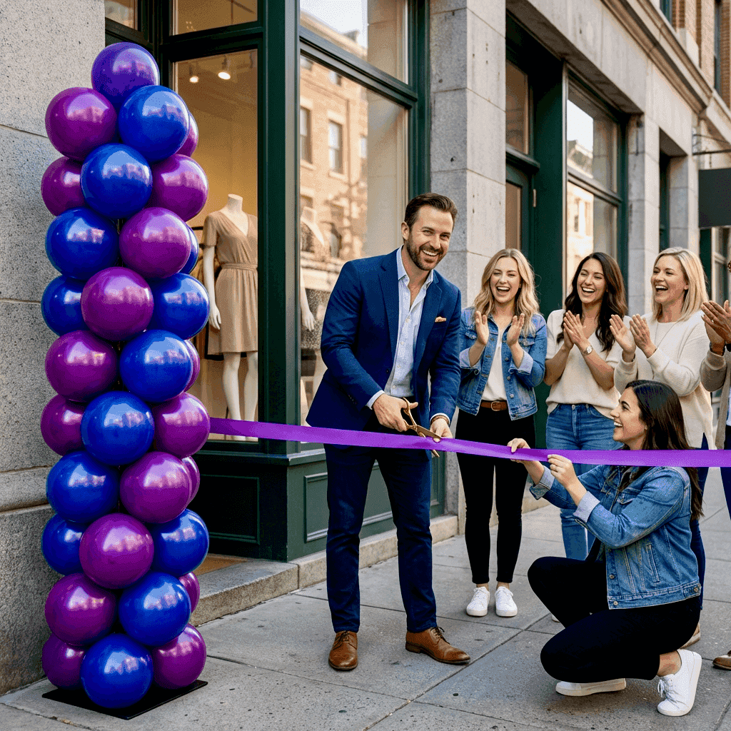 Ballonnenboog voor winkelopening – PilaMania evenementdecoratie