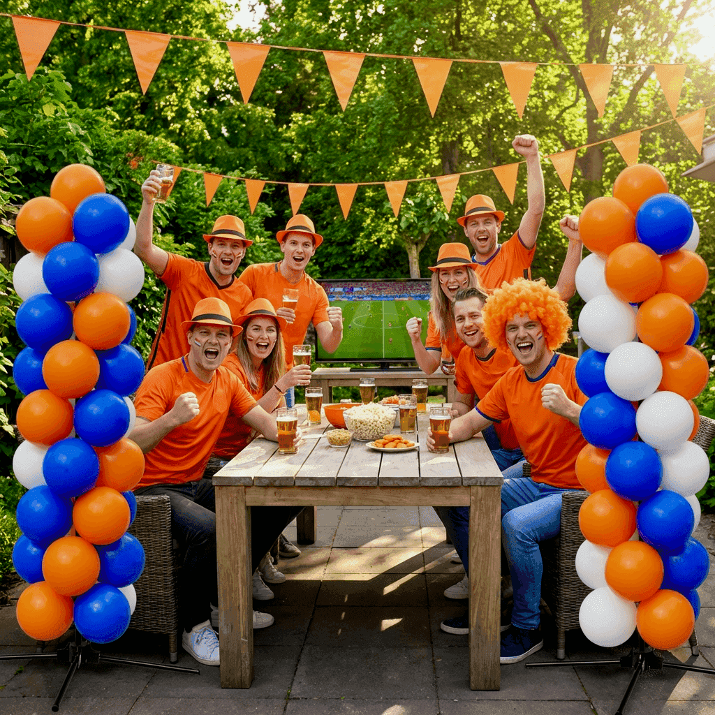 Ballondecoratie voor voetbalfeest in oranje – PilaMania