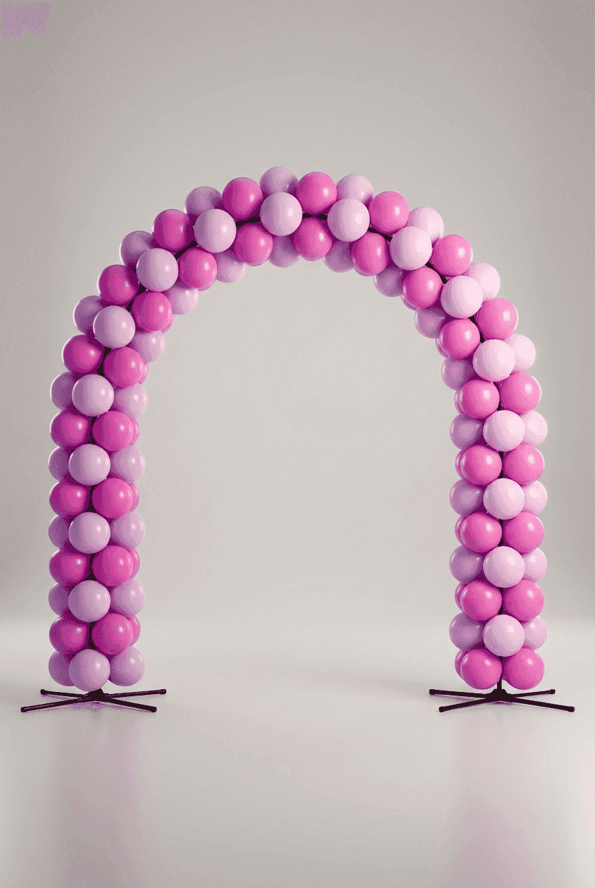 Regenboog ballonboog over een doorgang