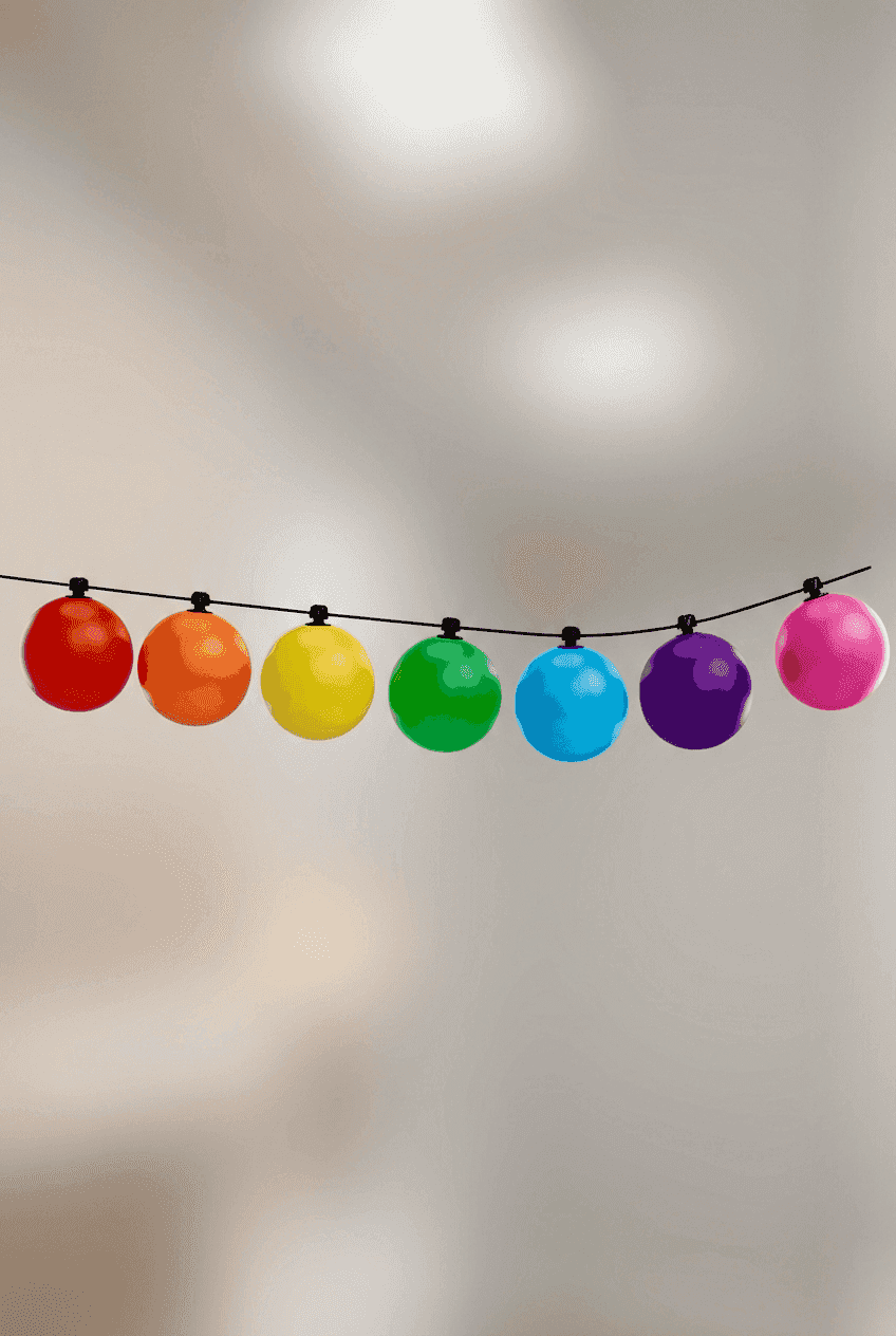 Kleurrijke ballonslinger langs een trap