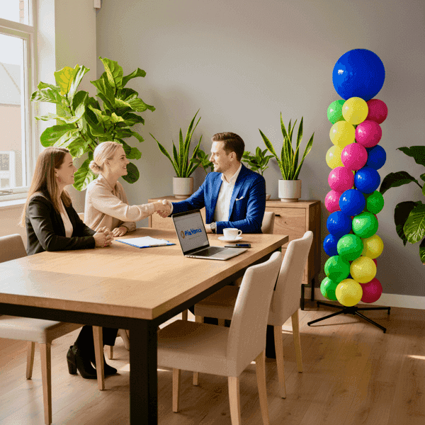 Partners en klanten werken samen aan decoratieprojecten