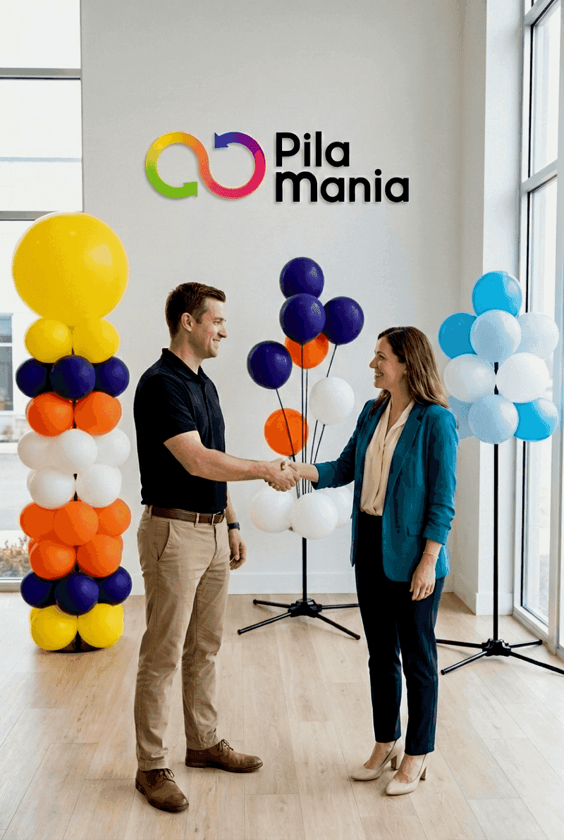 PilaMania partner in gesprek met klant over decoratie mogelijkheden voor evenement