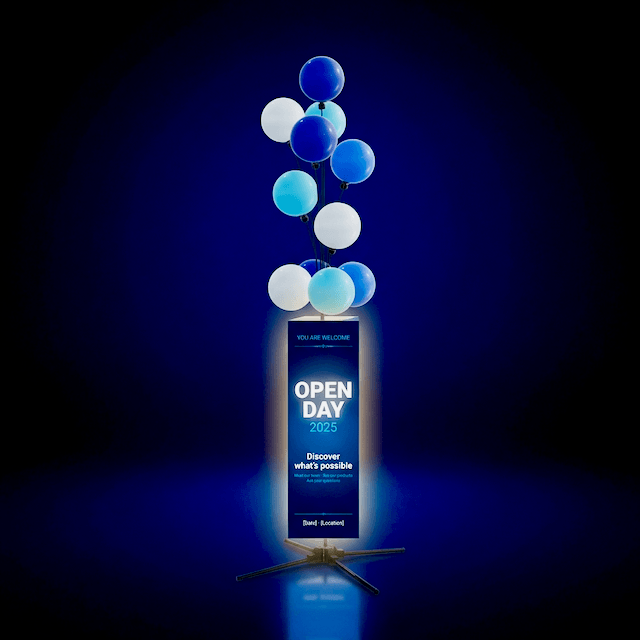 PilaMania fontein met kolomdisplay voor beurzen en openingsevenementen