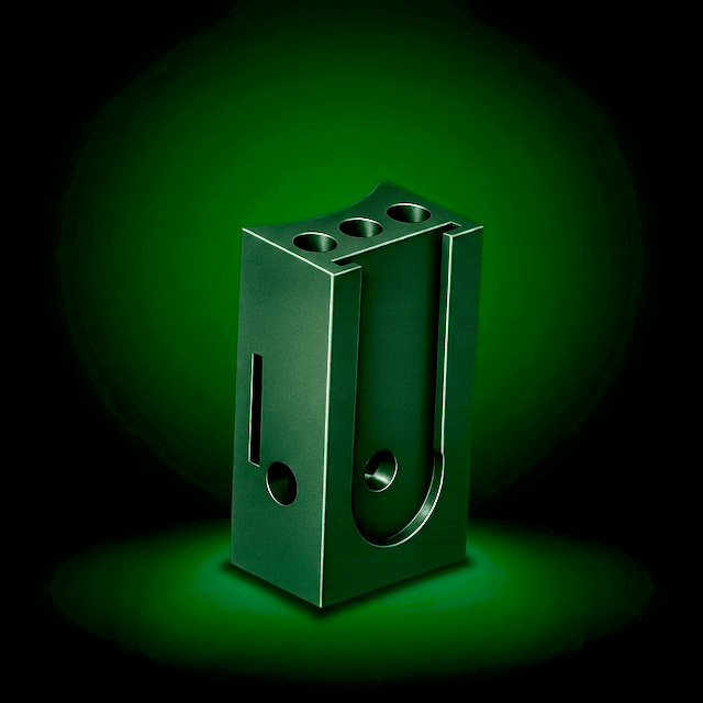 PilaMania Staalband Blok in gerecycled ABS antraciet — voor bevestiging aan palen via staalbandkabel bij speciale constructies