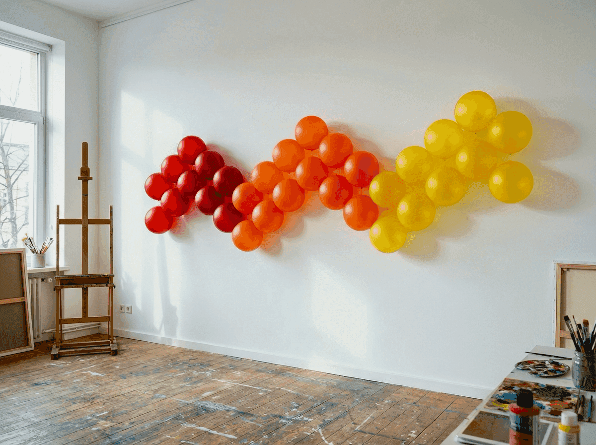 Creatieve DIY balloninstallatie gemaakt met losse PilaMania ballonnen