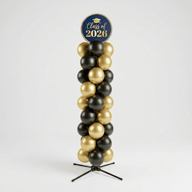 PilaMania pilaar met topbord waarop klassenfoto en cohortjaar van geslaagden gedrukt is
