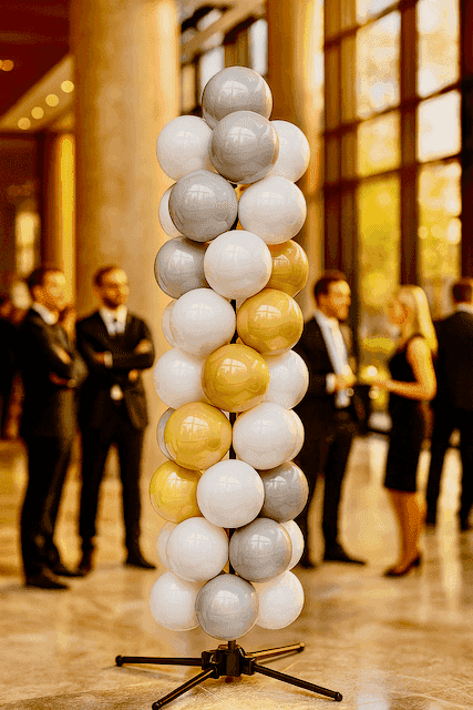 Elegante ballonpilaar als themafeest decoratie — herbruikbare PVC ballonnen van PilaMania